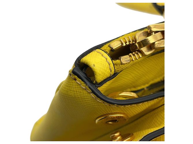 Borsa a mano grande in pelle Saffiano Galleria di Prada Giallo - vista 11