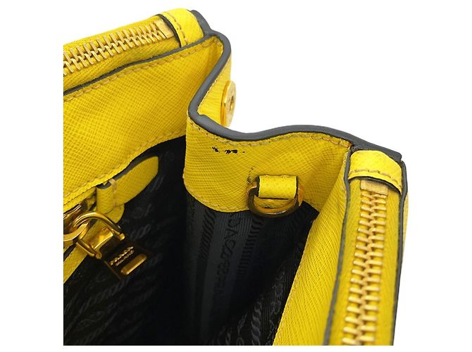 Borsa a mano grande in pelle Saffiano Galleria di Prada Giallo - vista 12