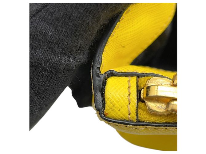 Borsa a mano grande in pelle Saffiano Galleria di Prada Giallo - vista 13