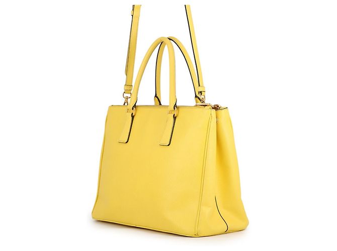 Borsa a mano grande in pelle Saffiano Galleria di Prada Giallo - vista 2