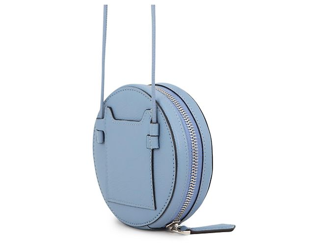 Borsa a tracolla Fendi FF Round in pelle Blu chiaro - vista 2