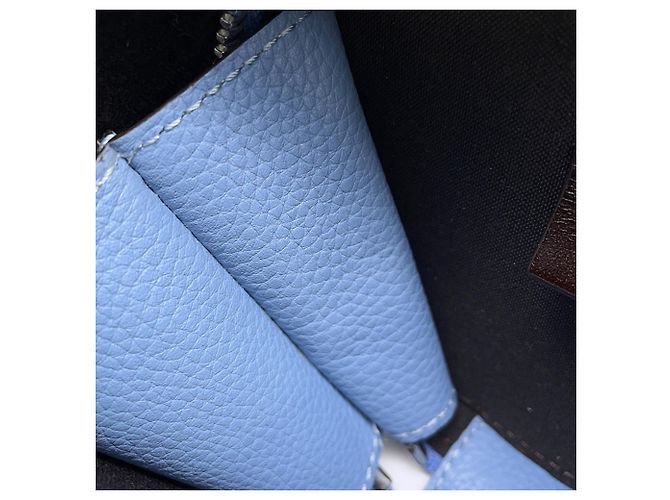 Borsa a tracolla Fendi FF Round in pelle Blu chiaro - vista 7