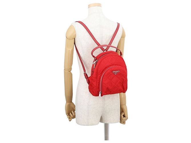 Rucksack Prada Tessuto Impunto Quilted Triangle Rot - Ansicht 4