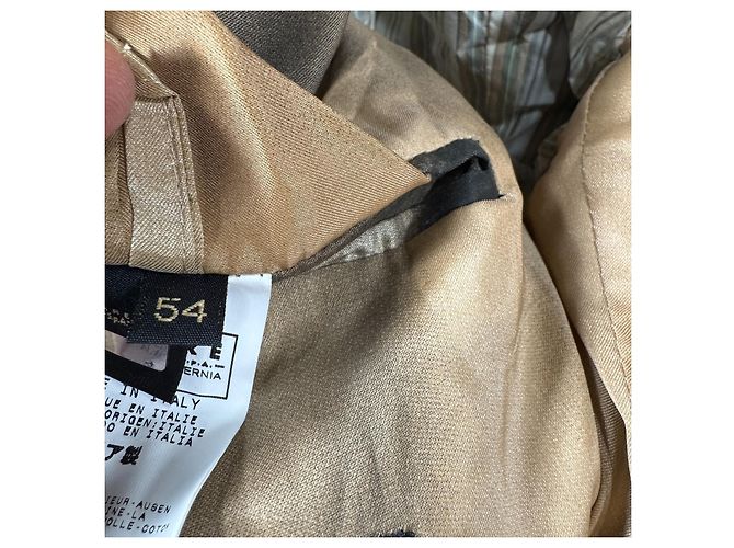 Just Cavalli Abrigo de lana a rayas con cuello de pelo Castaño Beige - vista 6