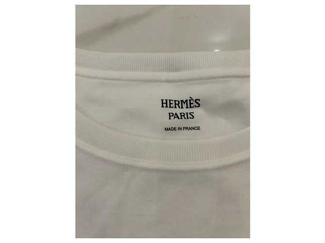 T-shirt Hermès em algodão branco com bolso bordado - vista 10