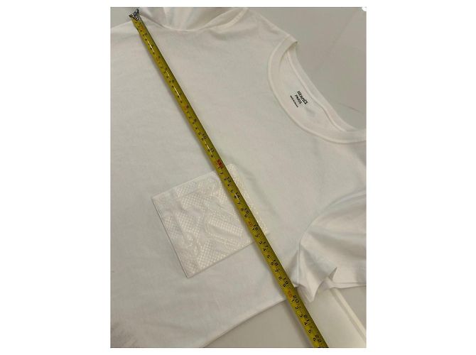 T-shirt Hermès em algodão branco com bolso bordado - vista 12