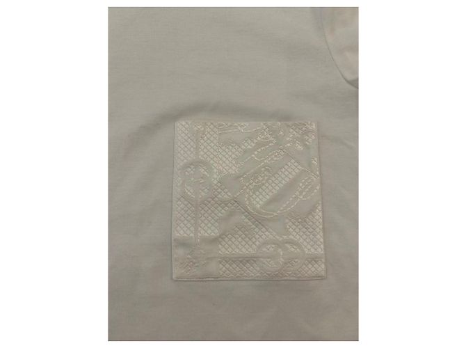 T-shirt Hermès em algodão branco com bolso bordado - vista 4