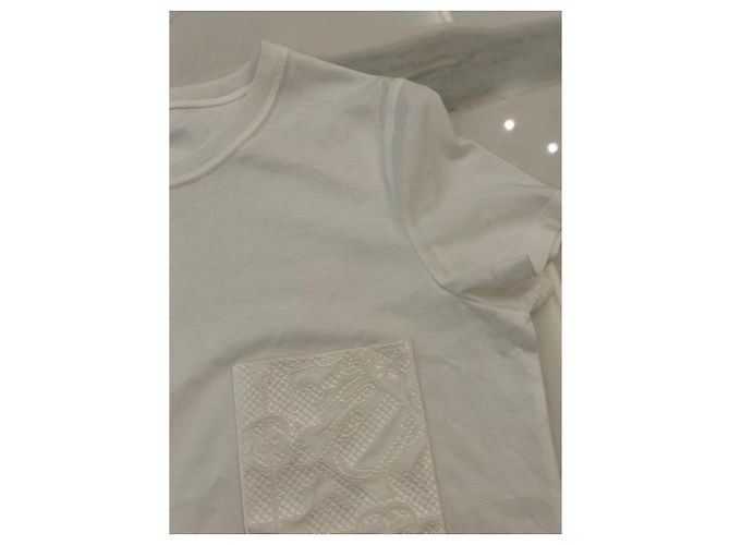 T-shirt Hermès em algodão branco com bolso bordado - vista 7