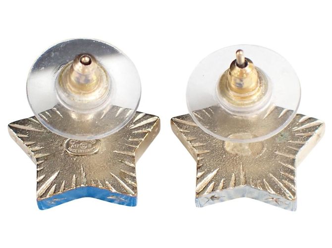 Orecchini Chanel Star dorati argento - vista 2