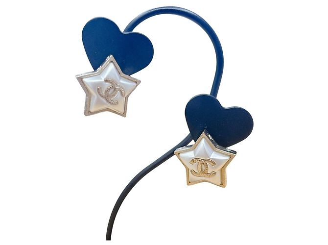 Orecchini Chanel Star dorati argento - vista 4