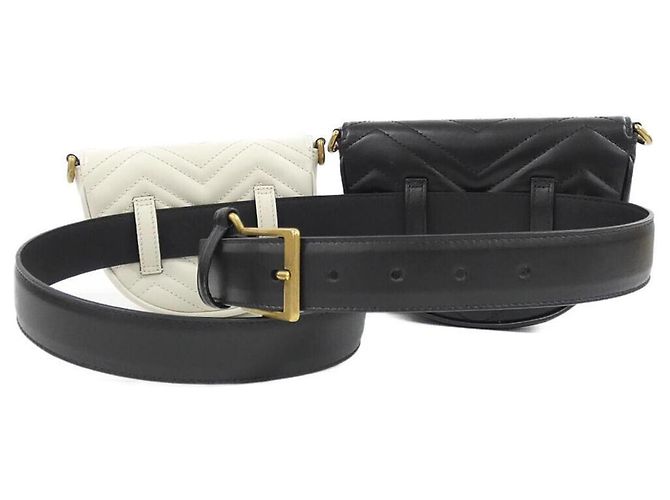 Marsupio Gucci GG Marmont Nero Bianco - vista 2