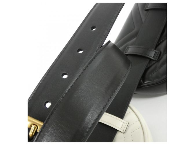 Marsupio Gucci GG Marmont Nero Bianco - vista 7