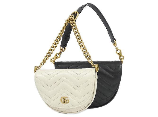 Marsupio Gucci GG Marmont Nero Bianco - vista 8