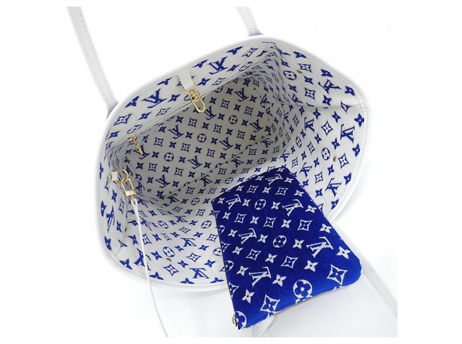 Neverfull Borsa Louis Vuitton in velluto jacquard monogram Blu - vista 4