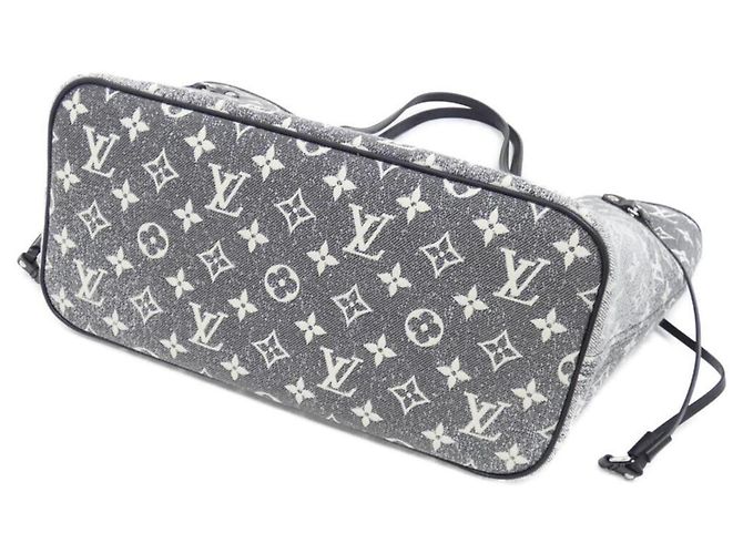 Borsa Louis Vuitton Monogram Jacquard Denim Neverfull MM Grigio - vista 2