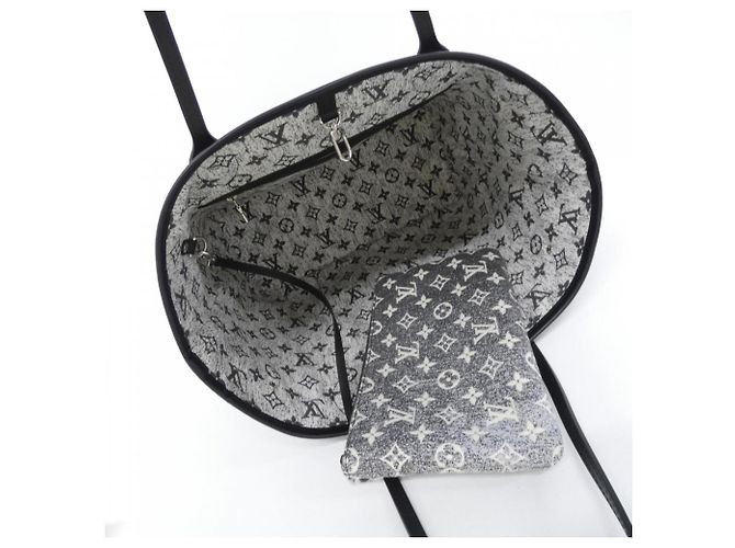Borsa Louis Vuitton Monogram Jacquard Denim Neverfull MM Grigio - vista 6