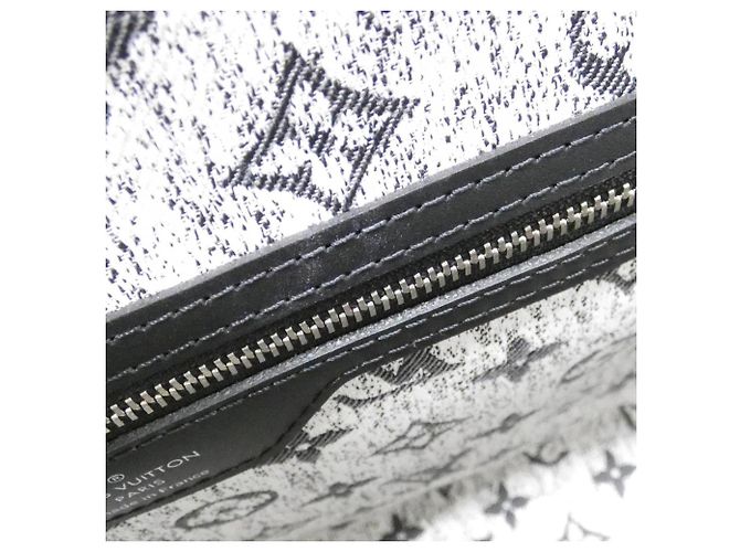 Borsa Louis Vuitton Monogram Jacquard Denim Neverfull MM Grigio - vista 7
