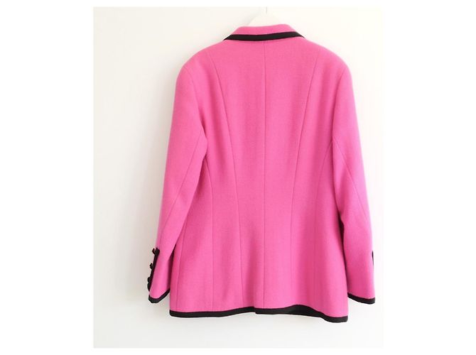 Chanel Spring 1991 Collection 25 Pink Tweed Blazer Jacket Black - view 8