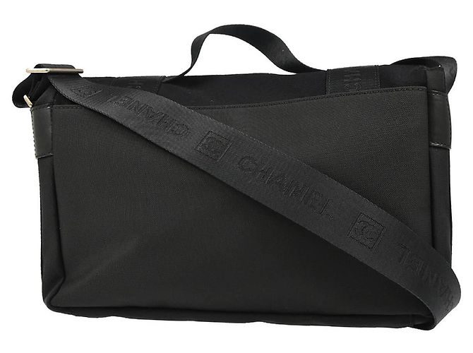 Chanel Sport Line Flap Messenger in lana e nylon Small Nero - vista 2