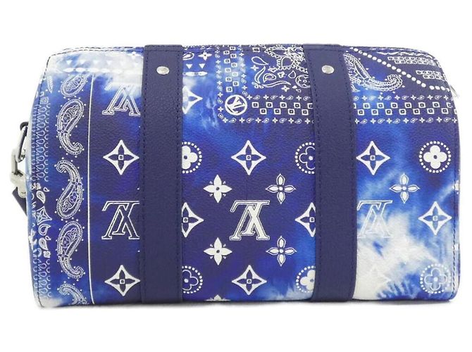 Borsa a tracolla Louis Vuitton Monogram Bandana City Keepall Blu - vista 2