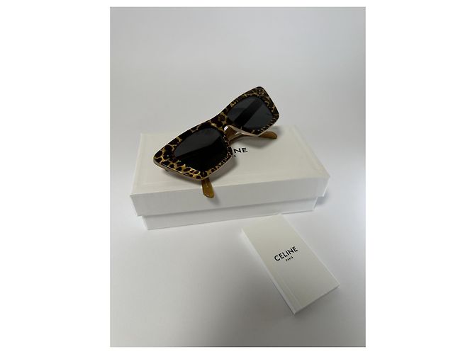 Céline Gafas de Sol Celine CL40187I 99A 3 Dots Cat Eye Animalier (Full set) Nuevo/Original Castaño Estampado de leopardo - vista 12