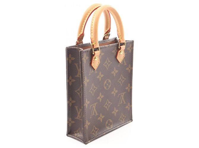 Borsa Louis Vuitton Petite Sac Plat Marrone Monogramma - vista 2