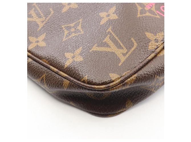 Borsa Louis Vuitton Pochette Accessoires Marrone Rosa Monogramma - vista 6