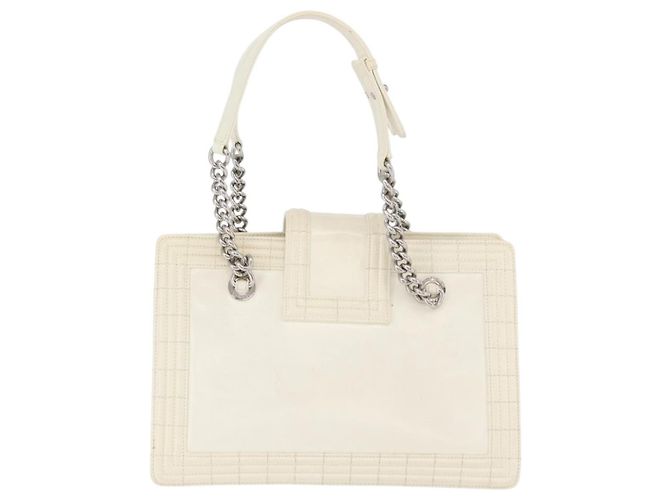 Tote Boy Chanel in pelle di vitello lucida Small Bianco - vista 2