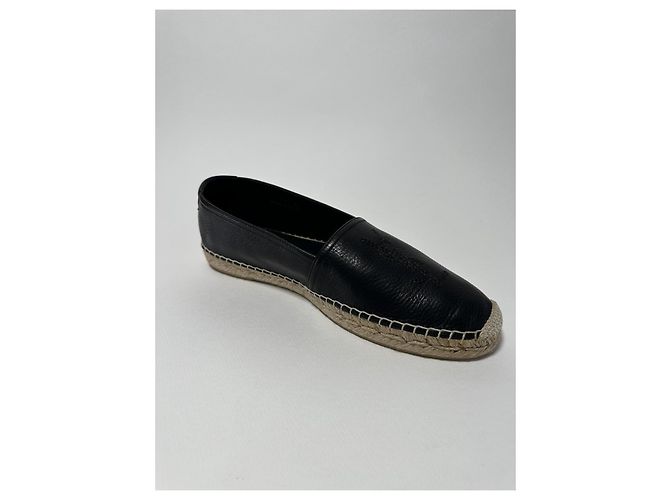 Espadrilles Saint Laurent en cuir grainé noir - vue 11