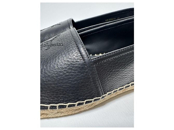 Espadrilles Saint Laurent en cuir grainé noir - vue 13