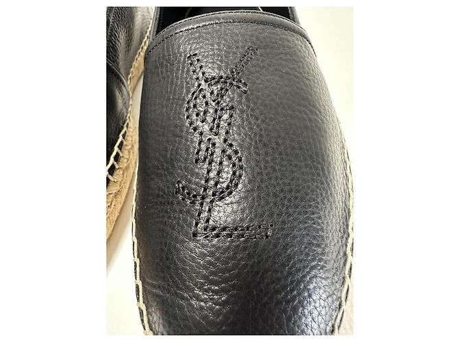 Espadrilles Saint Laurent en cuir grainé noir - vue 14