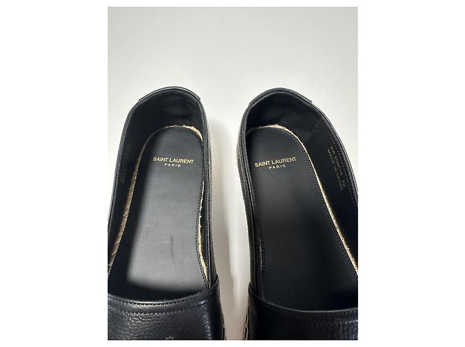 Espadrilles Saint Laurent en cuir grainé noir - vue 4