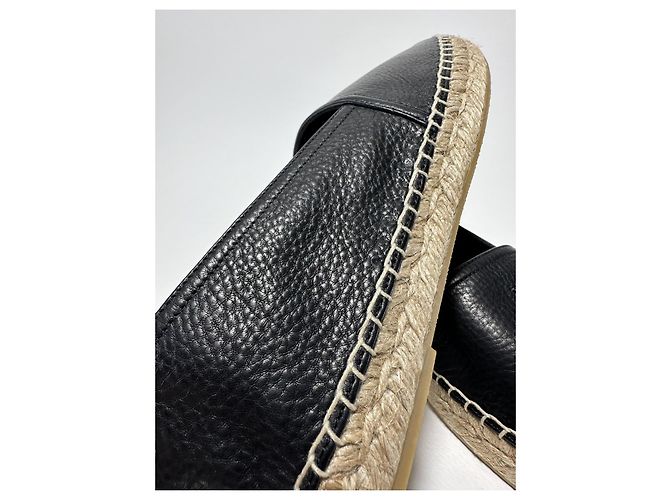 Espadrilles Saint Laurent en cuir grainé noir - vue 7