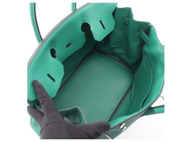 Hermès Borsa Hermes Birkin 35 Vert Vertigo Verde - vista 3