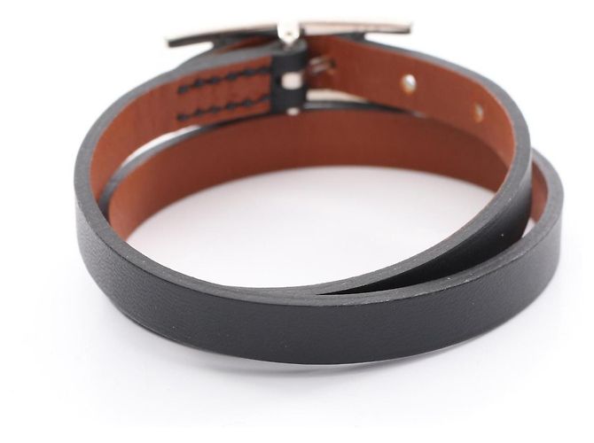 Hermès Hermes HERMES Bracciale Be Api Double Tour in pelle Nero - vista 2