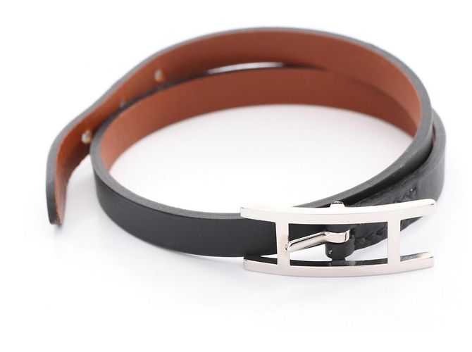 Hermès Hermes HERMES Bracciale Be Api Double Tour in pelle Nero - vista 3