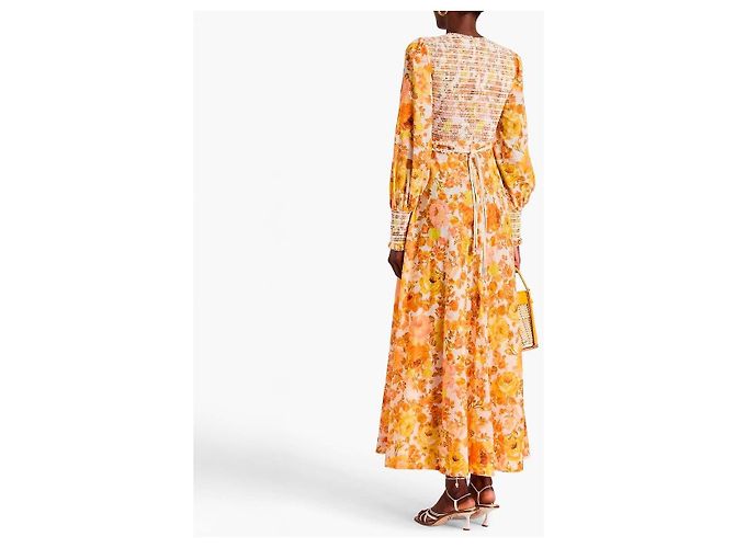 Zimmermann Abito lungo floreale con corpetto arricciato Bianco Arancione Giallo - vista 3