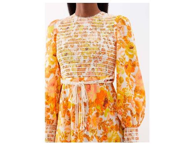 Zimmermann Abito lungo floreale con corpetto arricciato Bianco Arancione Giallo - vista 4