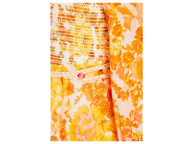 Zimmermann Abito lungo floreale con corpetto arricciato Bianco Arancione Giallo - vista 5