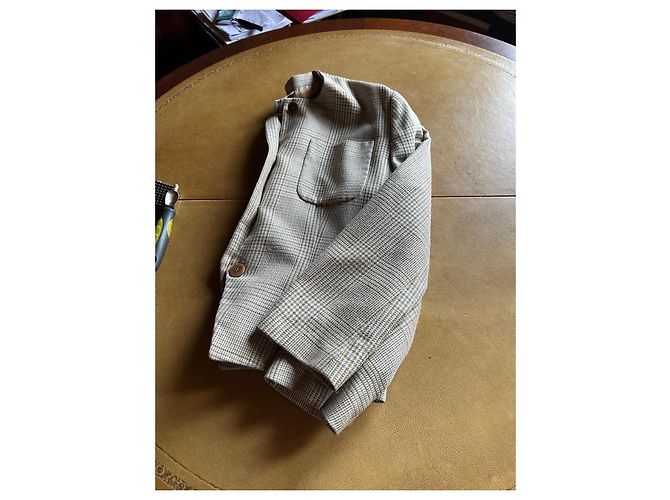 Céline Spencer o Giacca Corta Scozzese CELINE! Giallo Bianco sporco Bronzo Lavanda Blu chiaro - vista 10