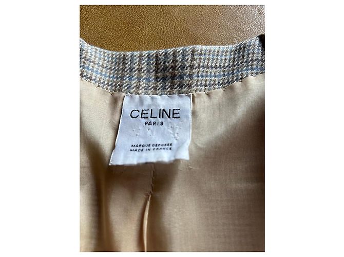 Céline Spencer o Giacca Corta Scozzese CELINE! Giallo Bianco sporco Bronzo Lavanda Blu chiaro - vista 8