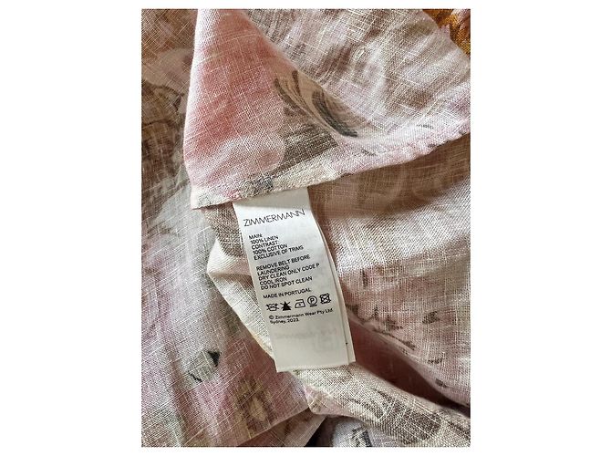 Zimmermann Vestido largo floral de seda con cinturón Castaño Rosa Beige Verde - vista 10