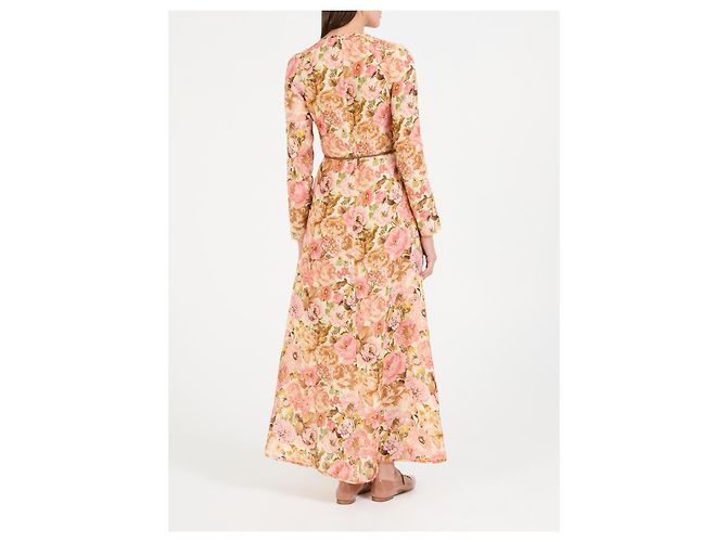 Zimmermann Vestido largo floral de seda con cinturón Castaño Rosa Beige Verde - vista 4