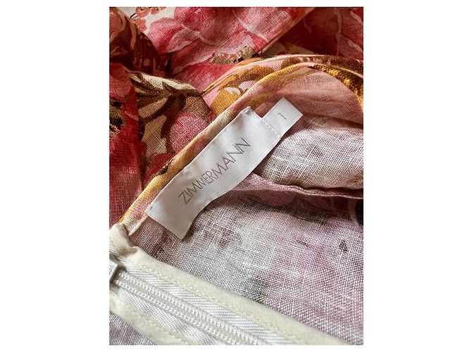 Zimmermann Vestido largo floral de seda con cinturón Castaño Rosa Beige Verde - vista 9