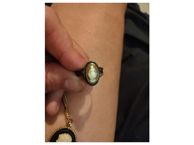 Autre Marque Bague Cameo Vintage Marron Blanc - vue 7