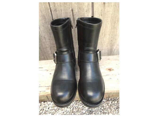 Free Lance Botines de cuero negros con hebilla - vista 6