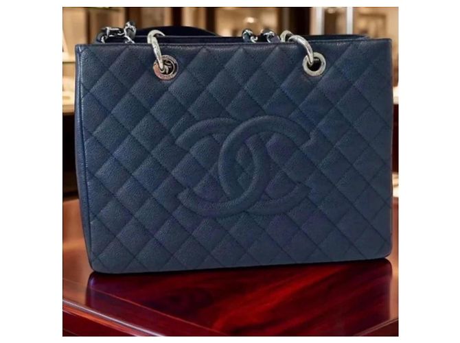 Borsa Tote Chanel Grand Shopping Blu scuro - vista 10
