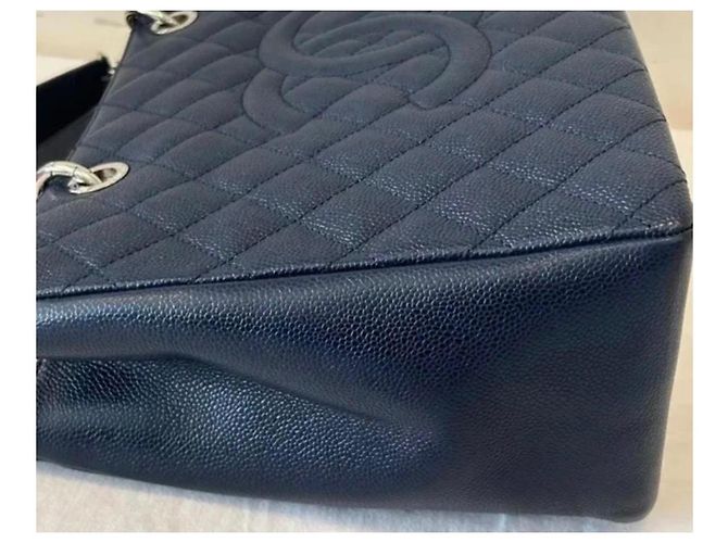Borsa Tote Chanel Grand Shopping Blu scuro - vista 3