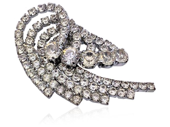 Dolce & Gabbana Spilla con cristalli e strass in metallo argentato Argento - vista 2