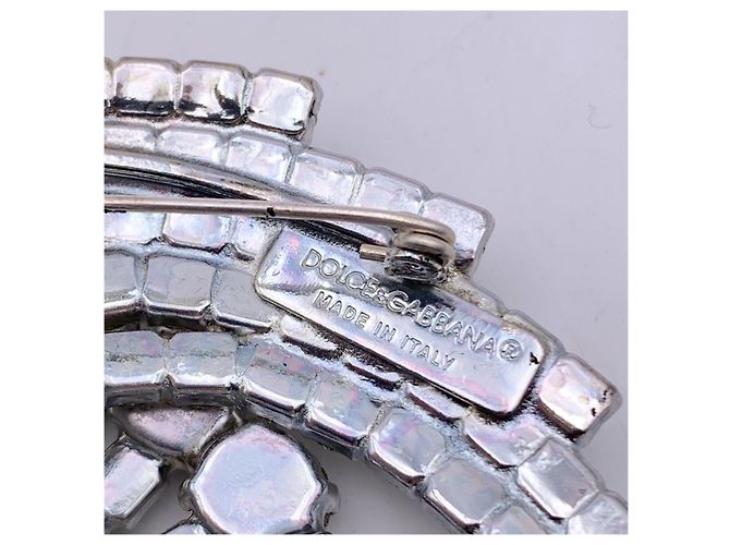 Dolce & Gabbana Spilla con cristalli e strass in metallo argentato Argento - vista 4